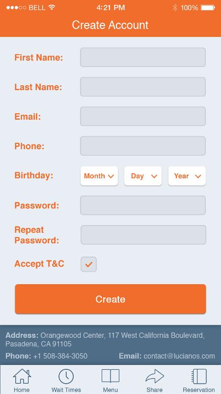 Wait List Ordering App Screenshot